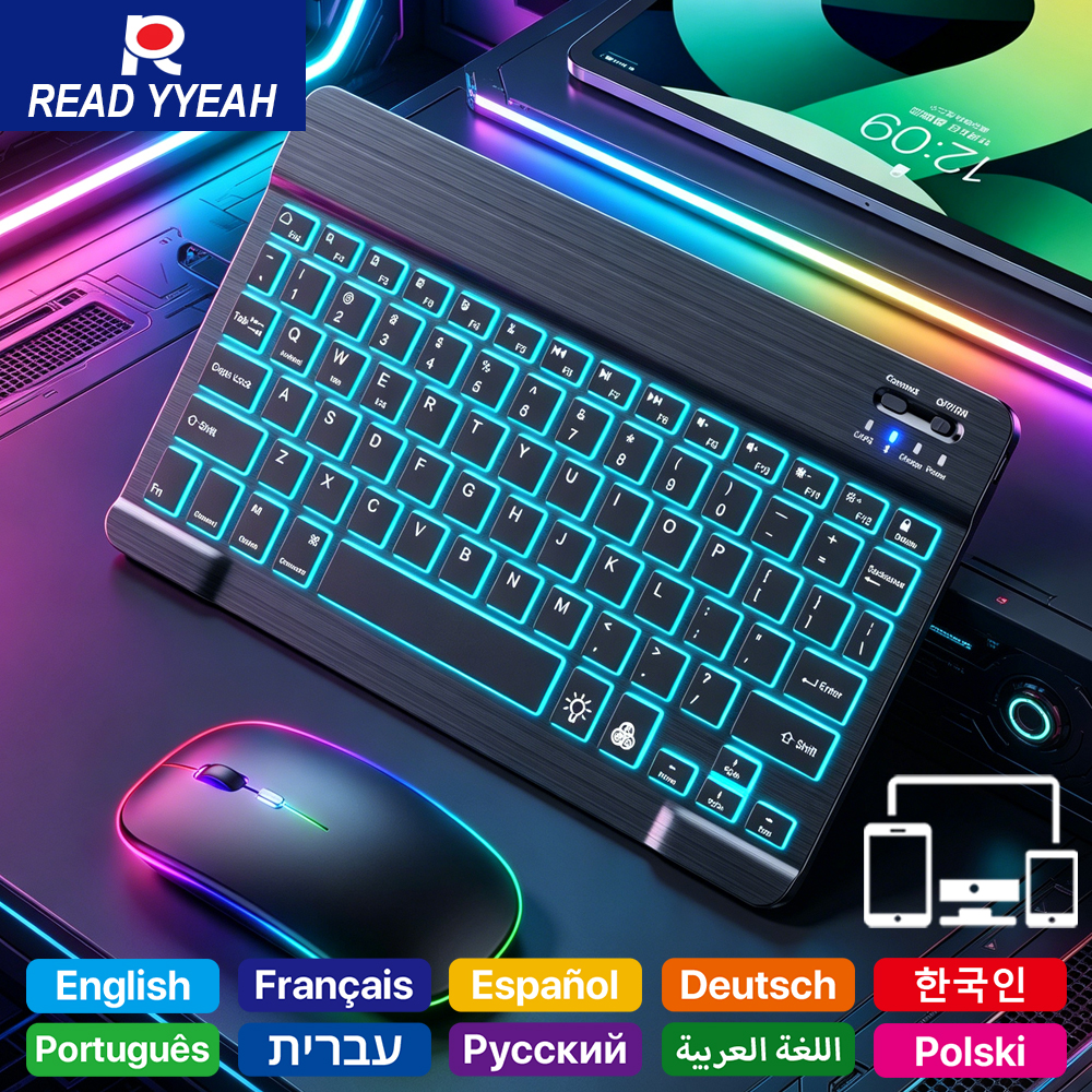 Gaming Keyboard And Mouse Mobile - READ YYEAH RGB Backlit Bluetooth Keyboard
