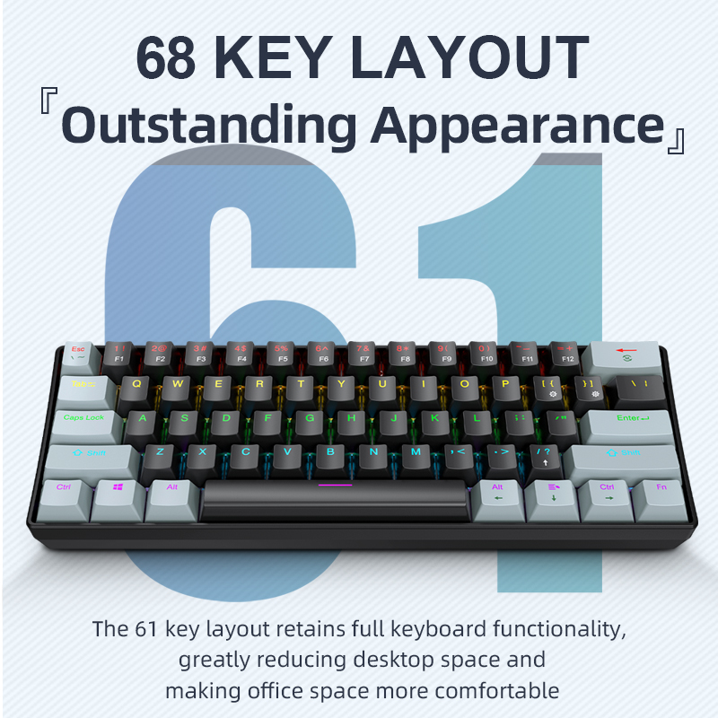 Keyboard Gaming Blue Switch - APAYADO K61 Mini Gaming Keyboard 60%