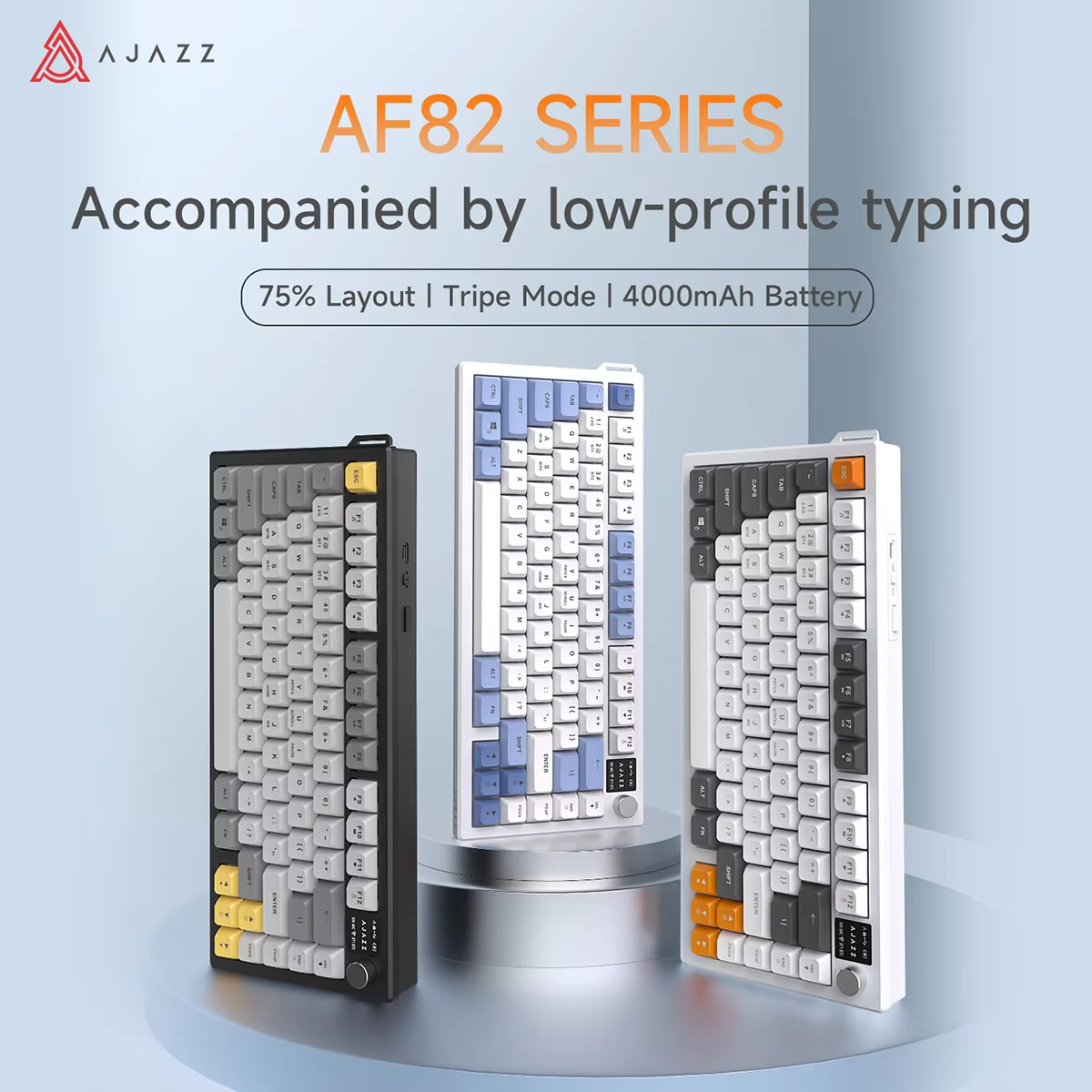 Keyboard Gaming Blue Switch - AJAZZ AF82 Low-Proflie Electrostatic Keyboard 4000mAh