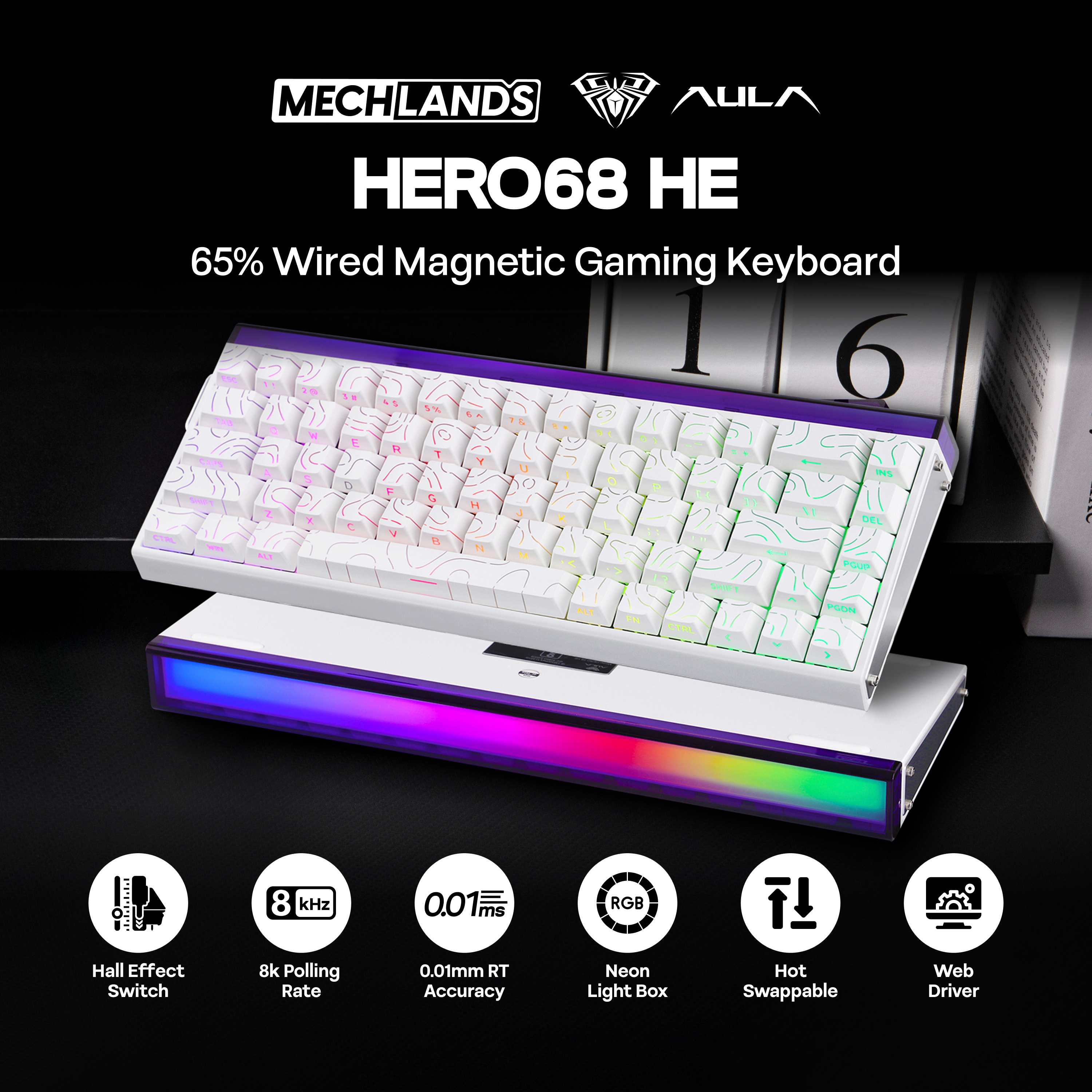 AULA Hero68 HE 65% ANSI US Lay - Gaming Keyboard Hall Effect Switches review and price