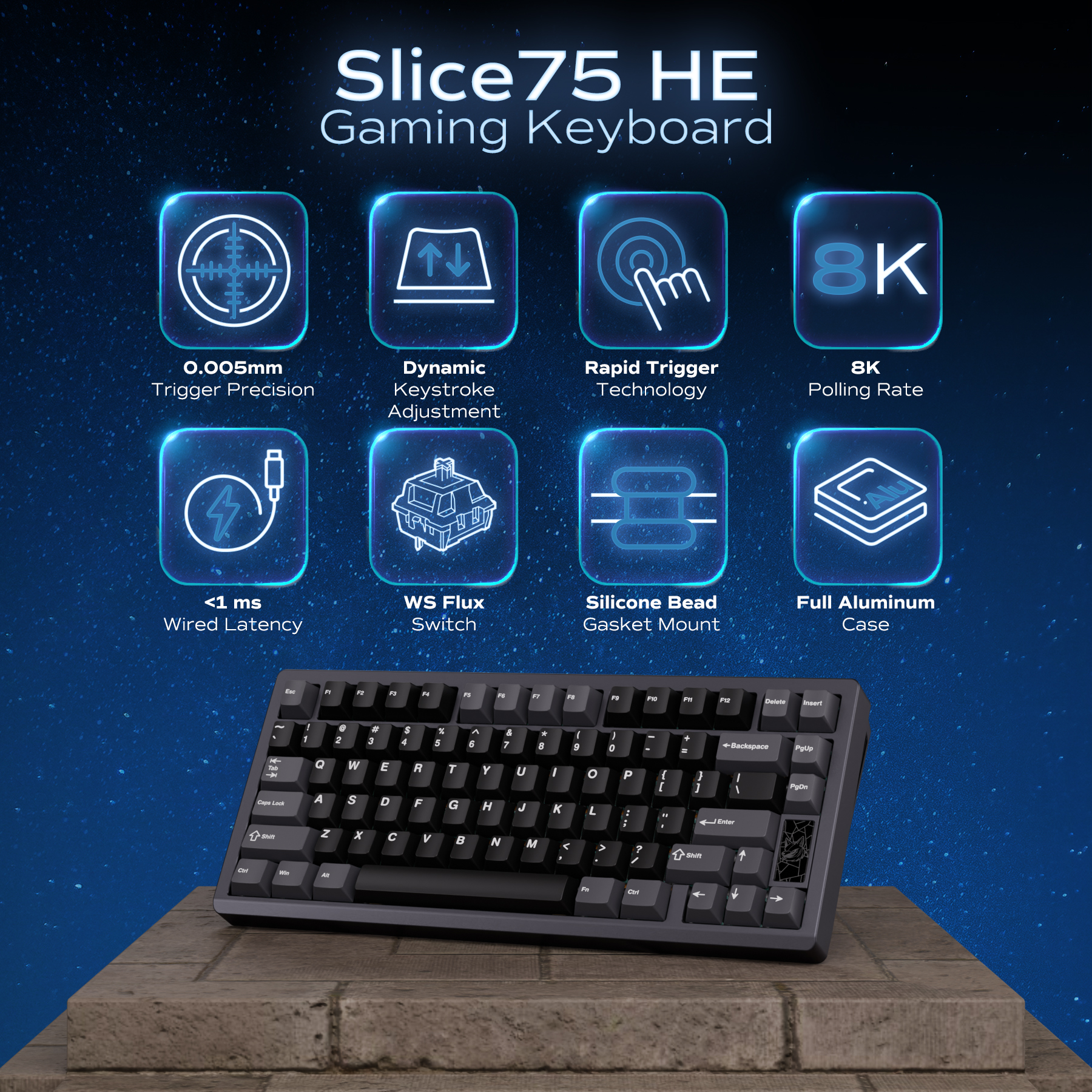 Chilkey Slice75 HE Gaming Keyb - Gaming Keyboard Hall Effect Switches review and price