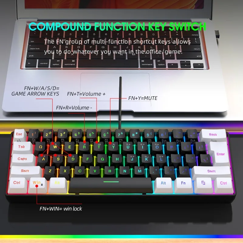 Keyboard and Mouse 60% Compute - Gaming Keyboard Bundle review and price