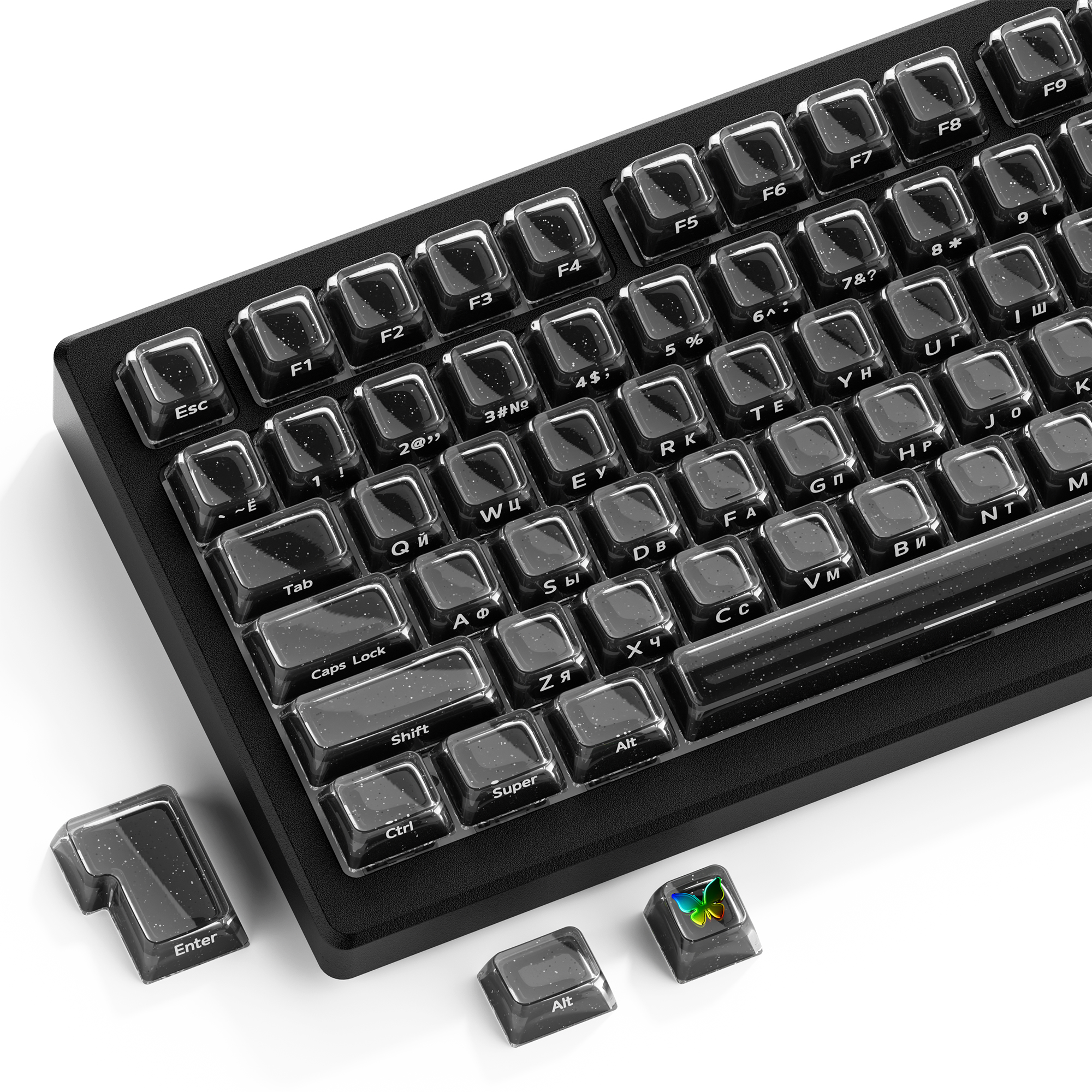 Black Glitter Crystal Russian  - Keyboard Gaming Black review and price