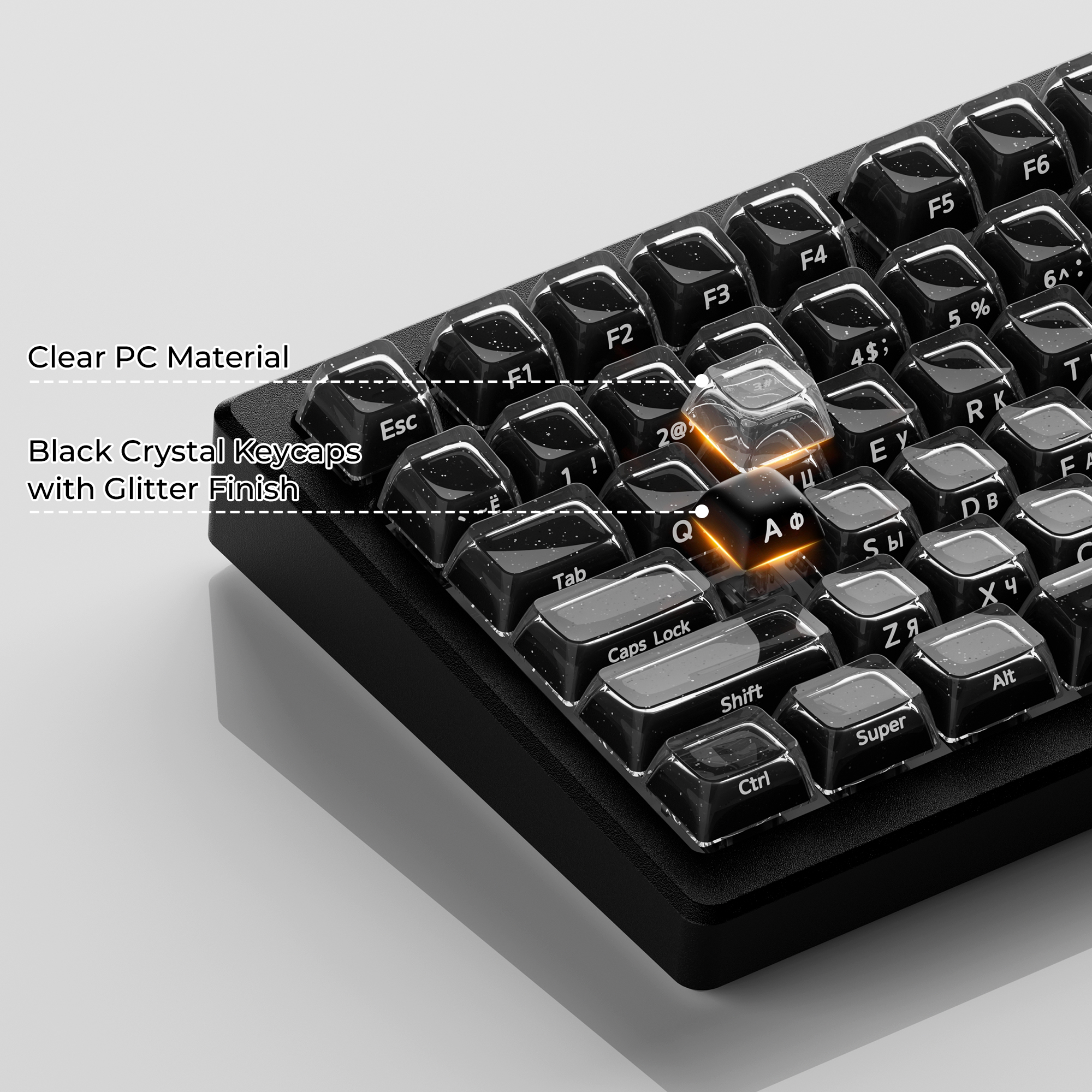 Black Glitter Crystal Russian  - Keyboard Gaming Black review and price