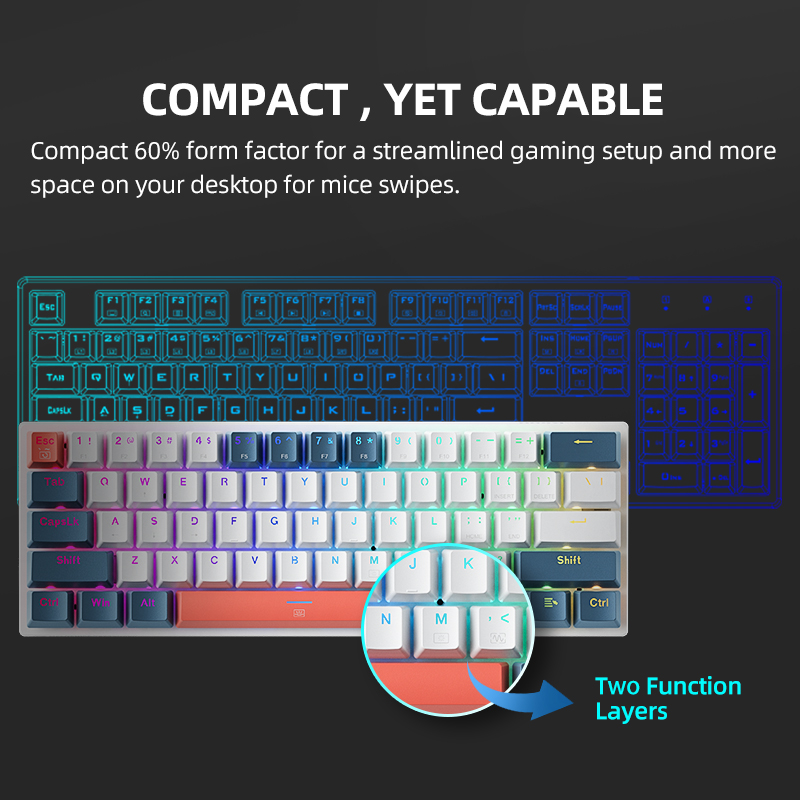 K500-B61 Machenike Mini Mechan - Keyboard Gaming Blue Switch review and price