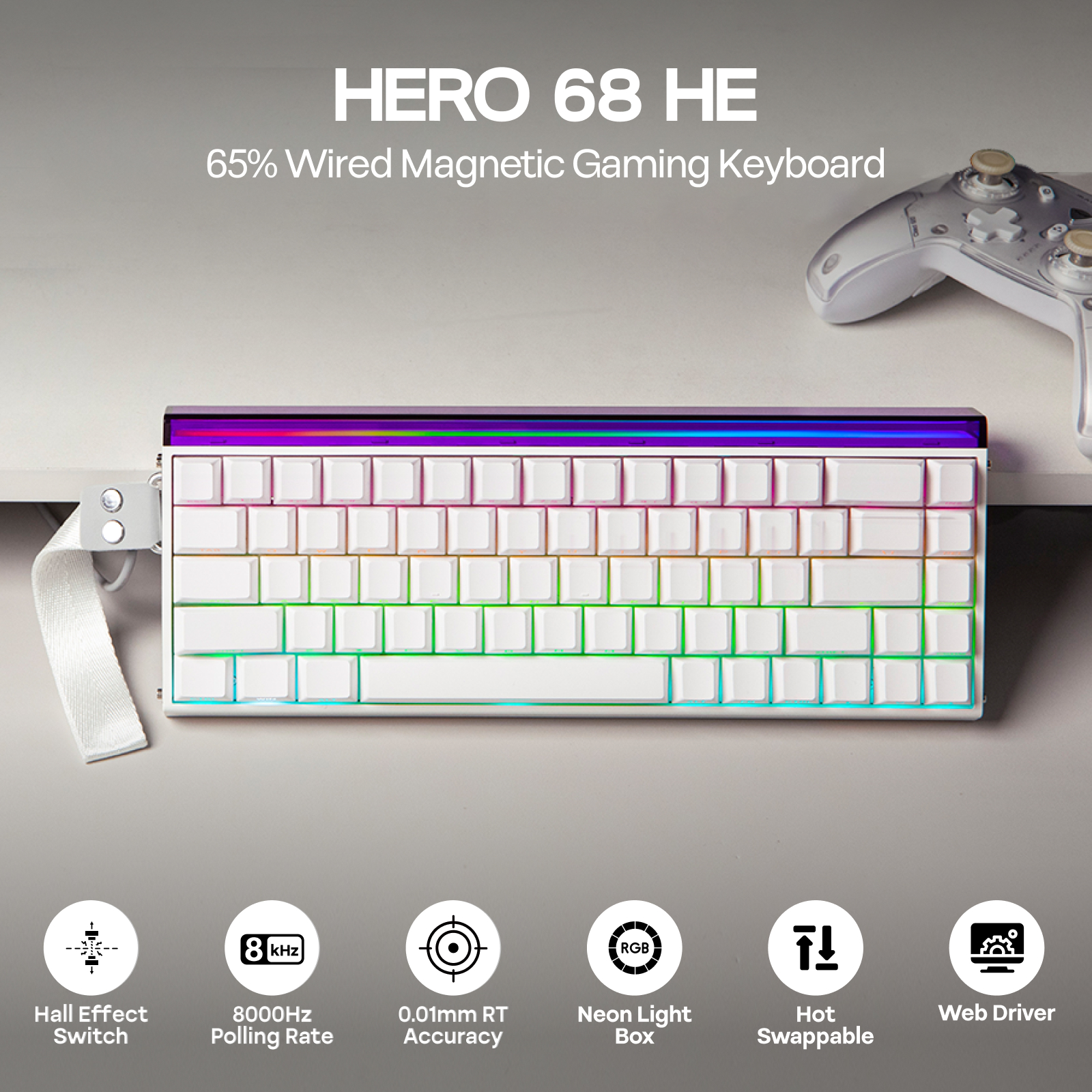 AULA Hero68 HE 65% ANSI QWERTY - Gaming Keyboard Hall Effect Switches review and price