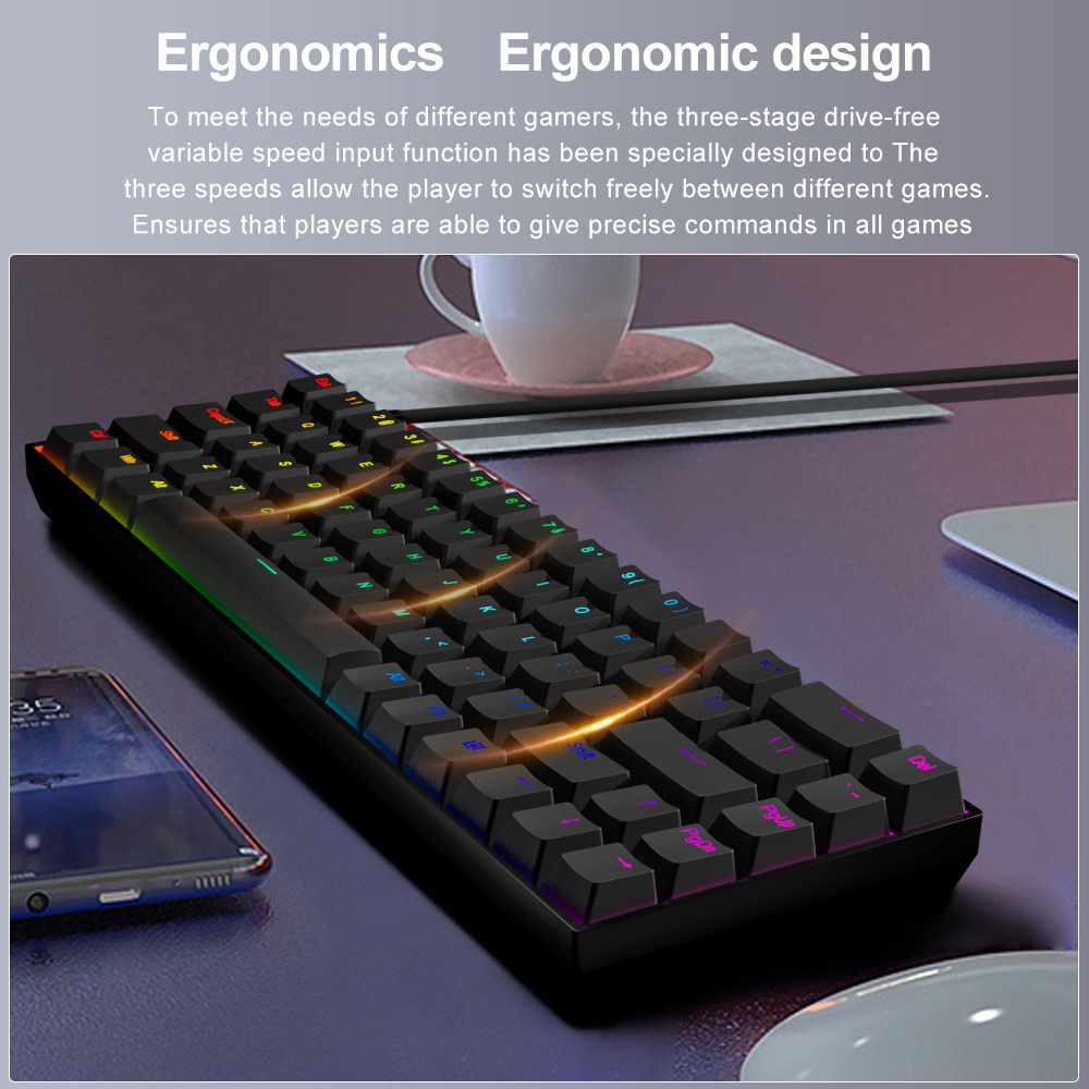 E-YOOSO Z686 RGB USB 60% Mini  - Keyboard Gaming Blue Switch review and price