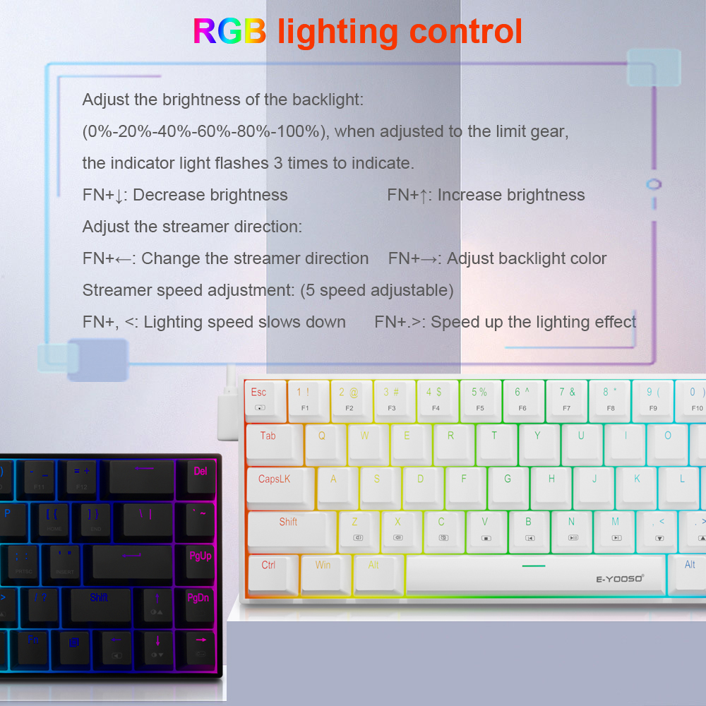 E-YOOSO Z686 RGB USB 60% Mini  - Keyboard Gaming Blue Switch review and price