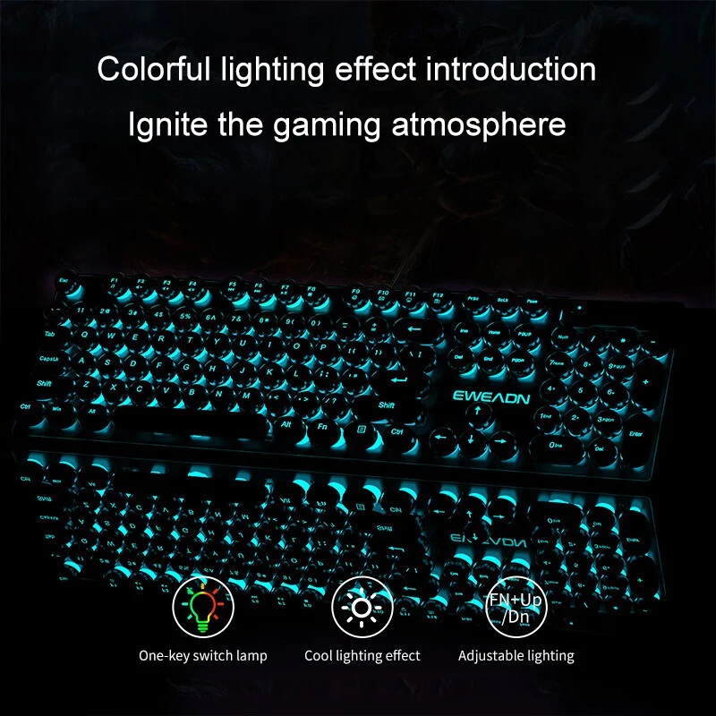 Retro Punk Mechanical Feel Key - Gaming Keyboard And Mouse Combo Wireless review and price