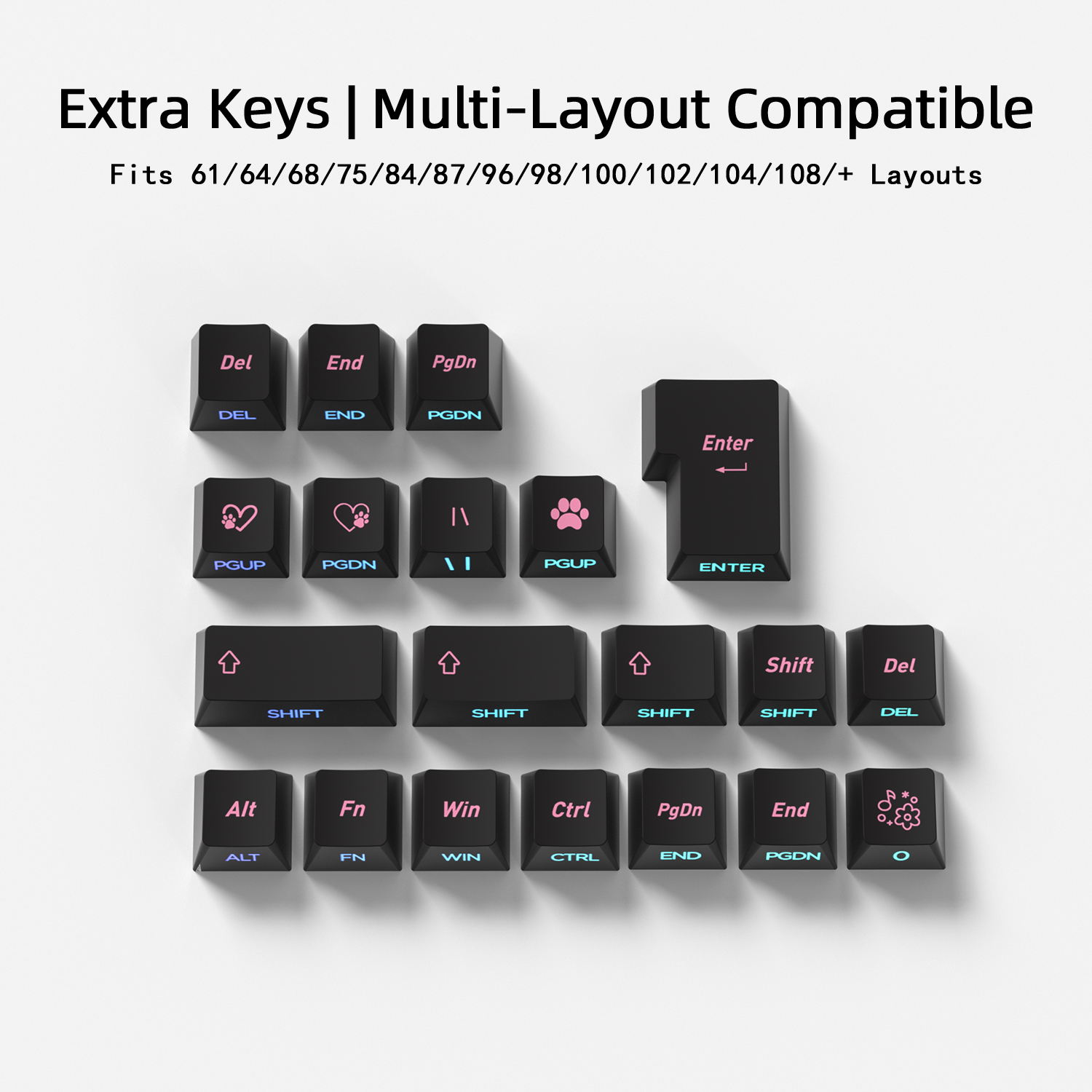 Black Pink Cat Korean Keycaps  - Keyboard Gaming Black review and price