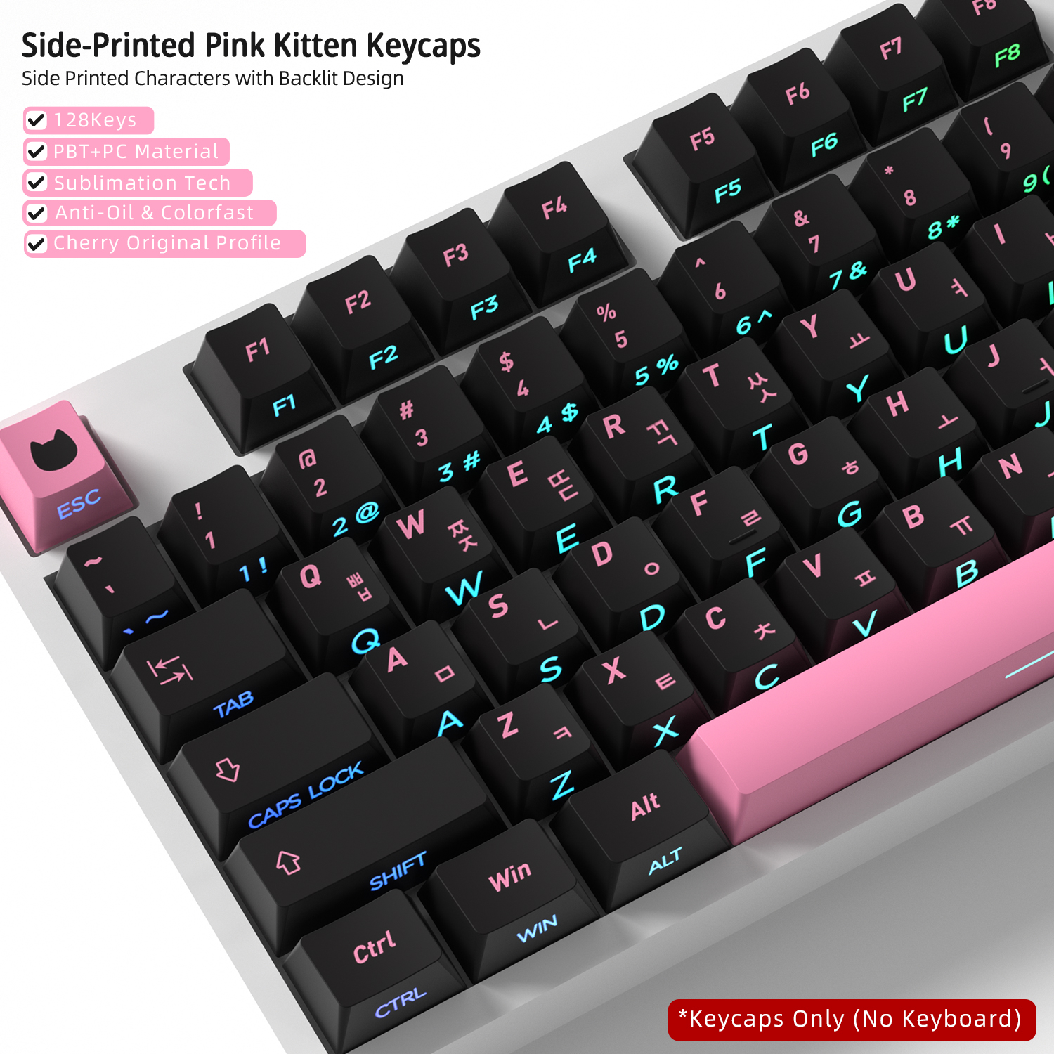 Cute Cat Side Printed Korean K - Keyboard Gaming Black review and price