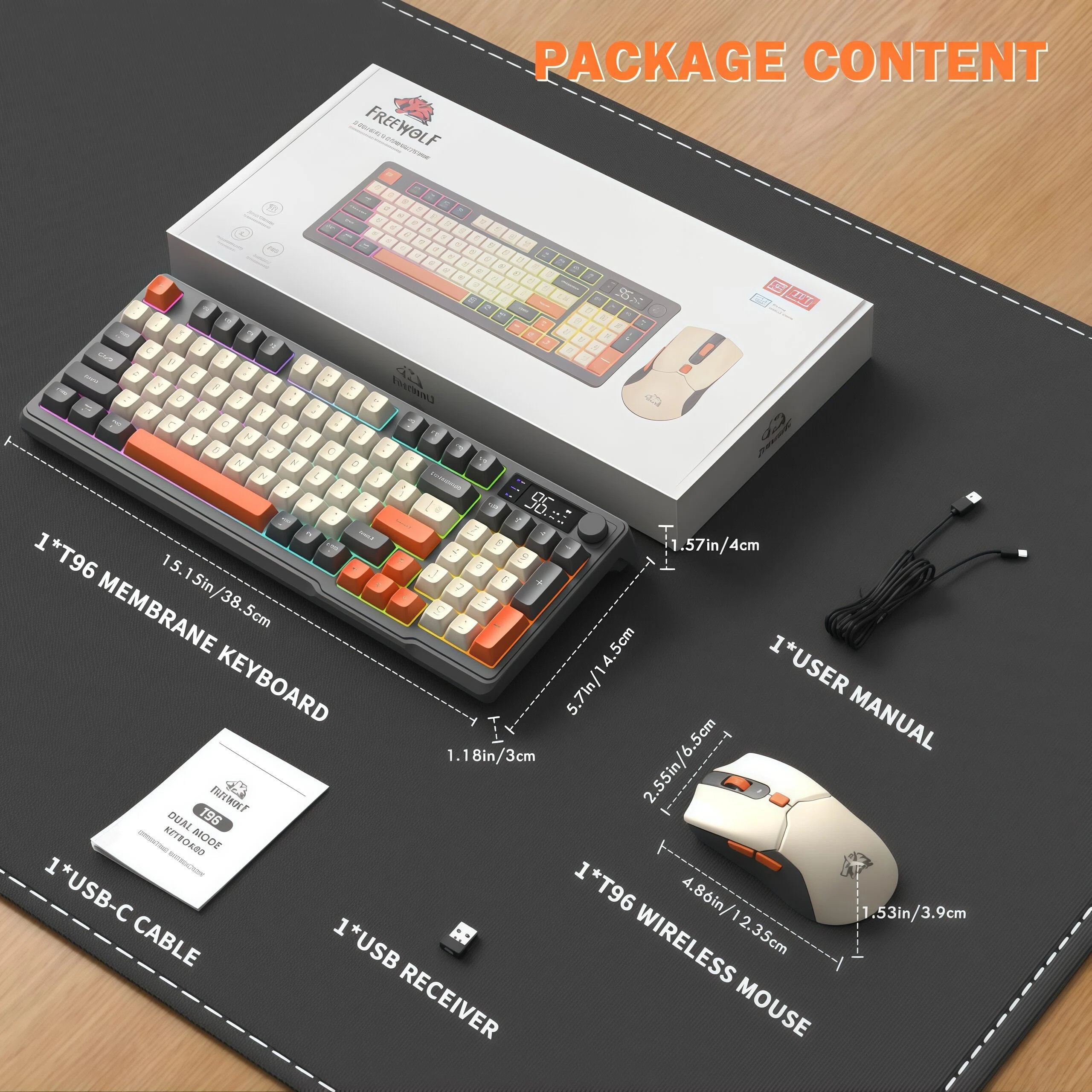 FREEWOLF T96 Wireless Keyboard - Gaming Keyboard Bundle review and price