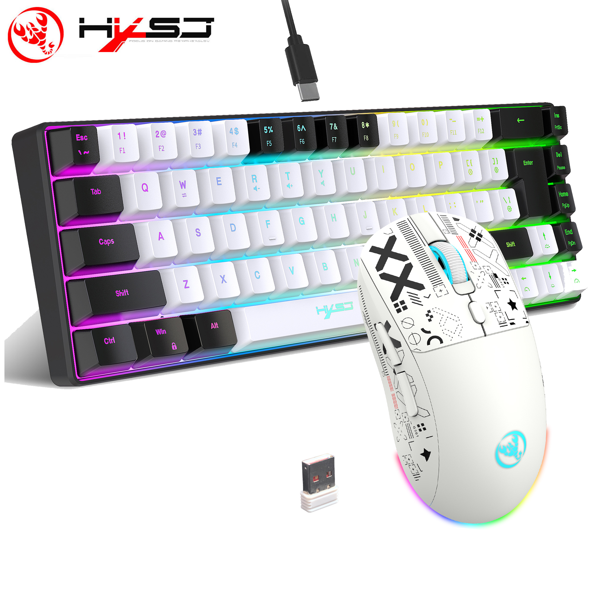 HXSJ 60% Gaming Keyboard and m - Gaming Keyboard And Mouse Combo Wireless review and price