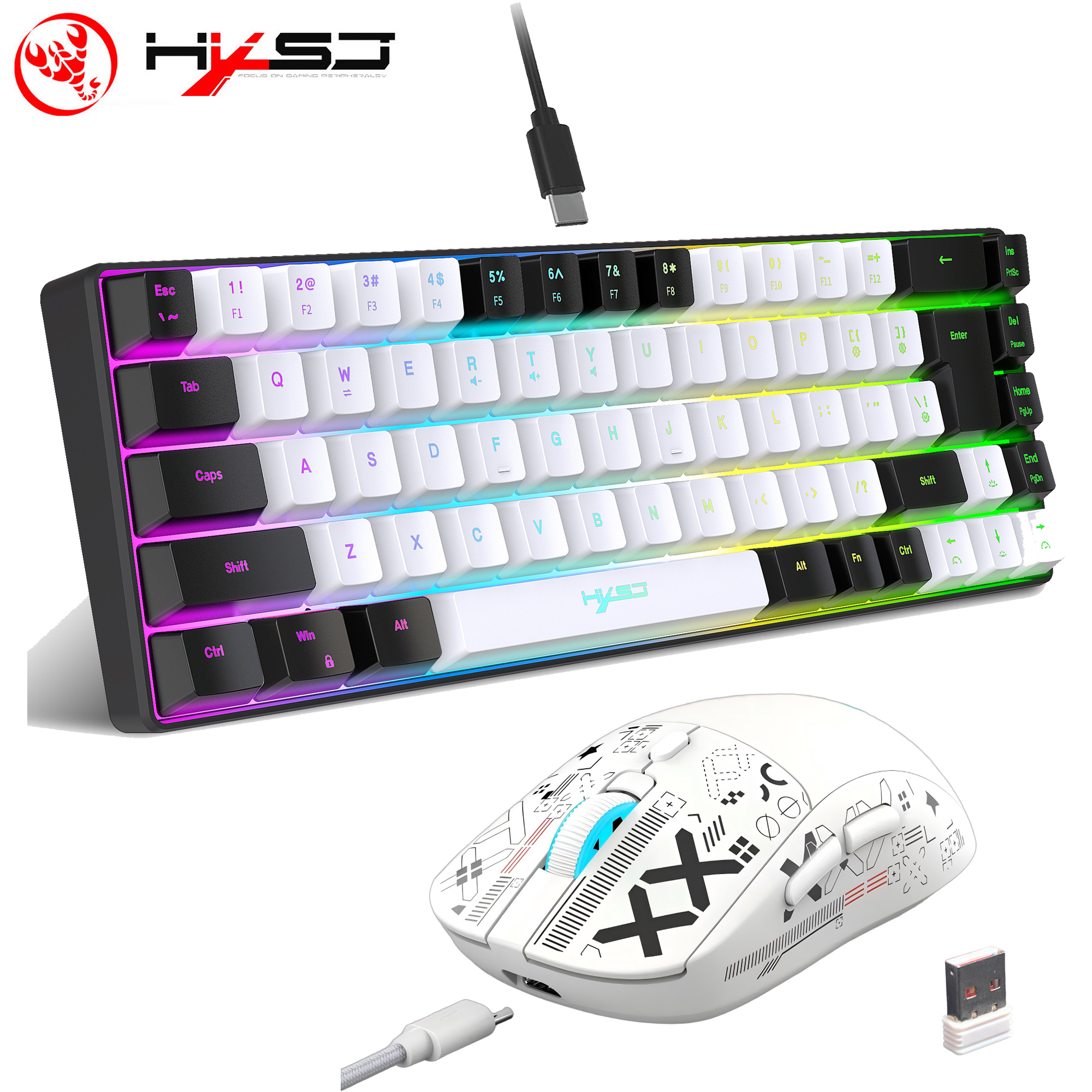 HXSJ 60% Gaming Keyboard and m - Gaming Keyboard And Mouse Combo Wireless review and price