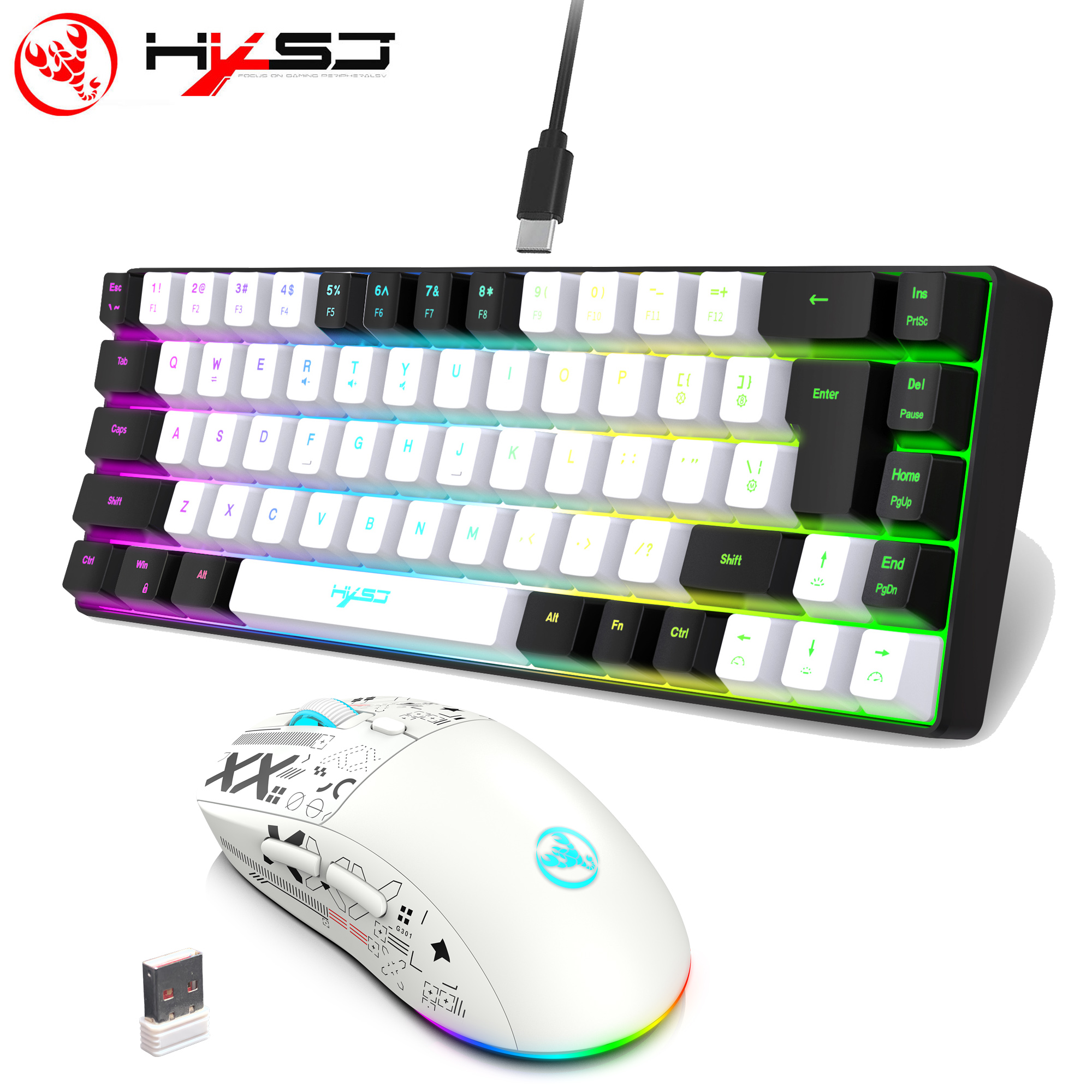 HXSJ 60% Gaming Keyboard and m - Gaming Keyboard And Mouse Combo Wireless review and price