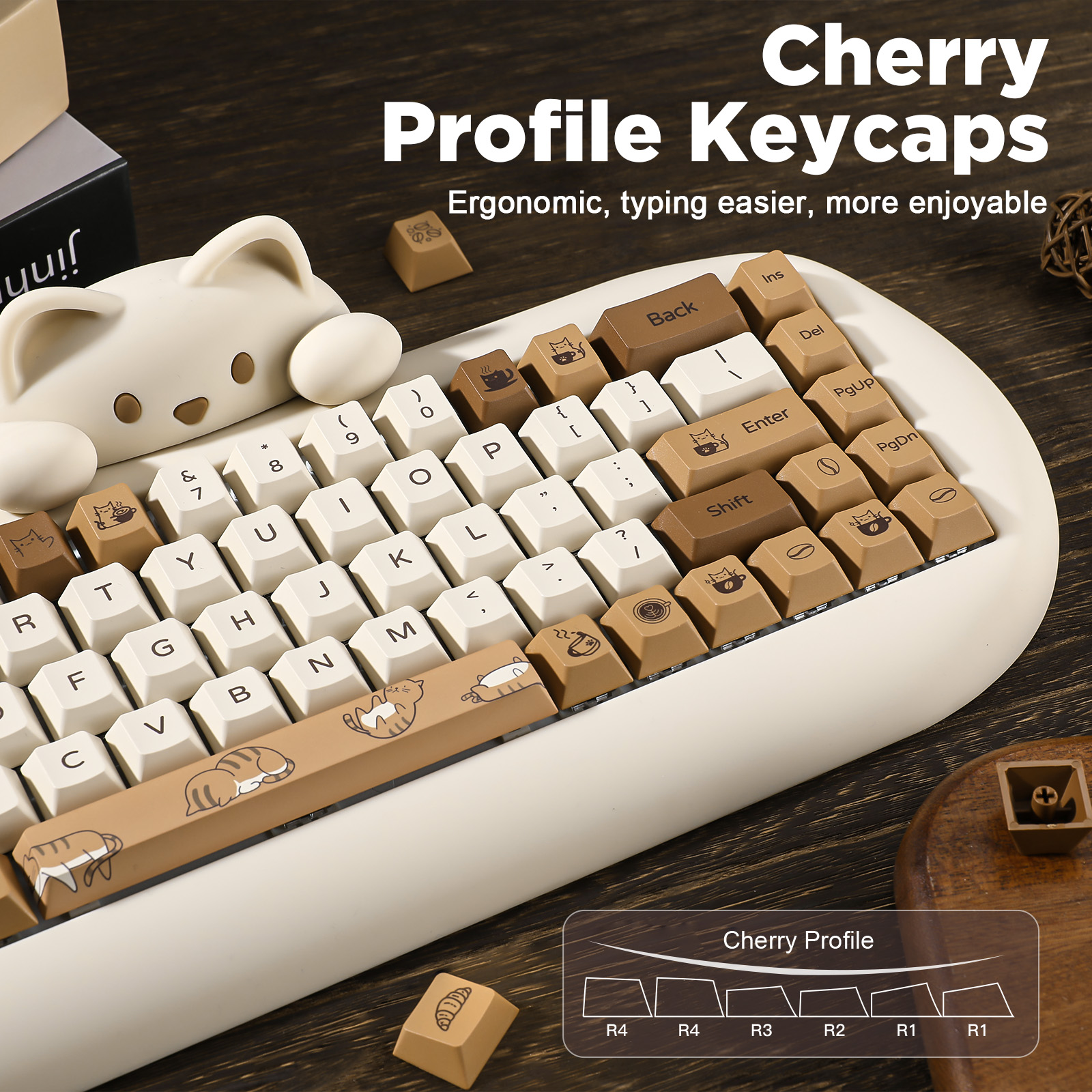 YUNZII Coffee Cat PBT Keycaps, - Gaming Keyboard Bundle review and price