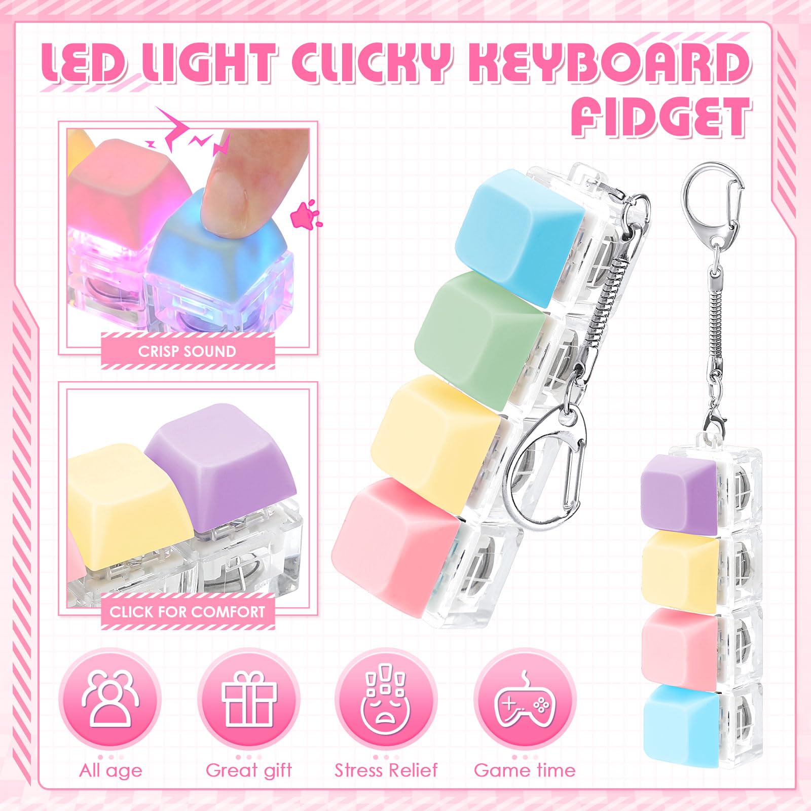 LED Light Up Fidget Keychain,  - Mechanical Switch Tester review and price